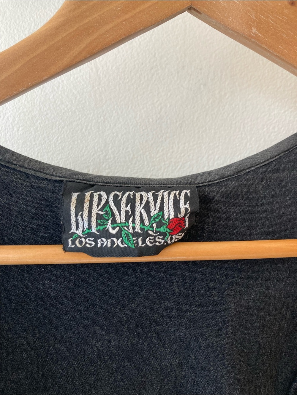 Rare Vintage Lip Service Black Stretch Denim Snap Front Vest / 90s -Y2K - Picture 4 of 6